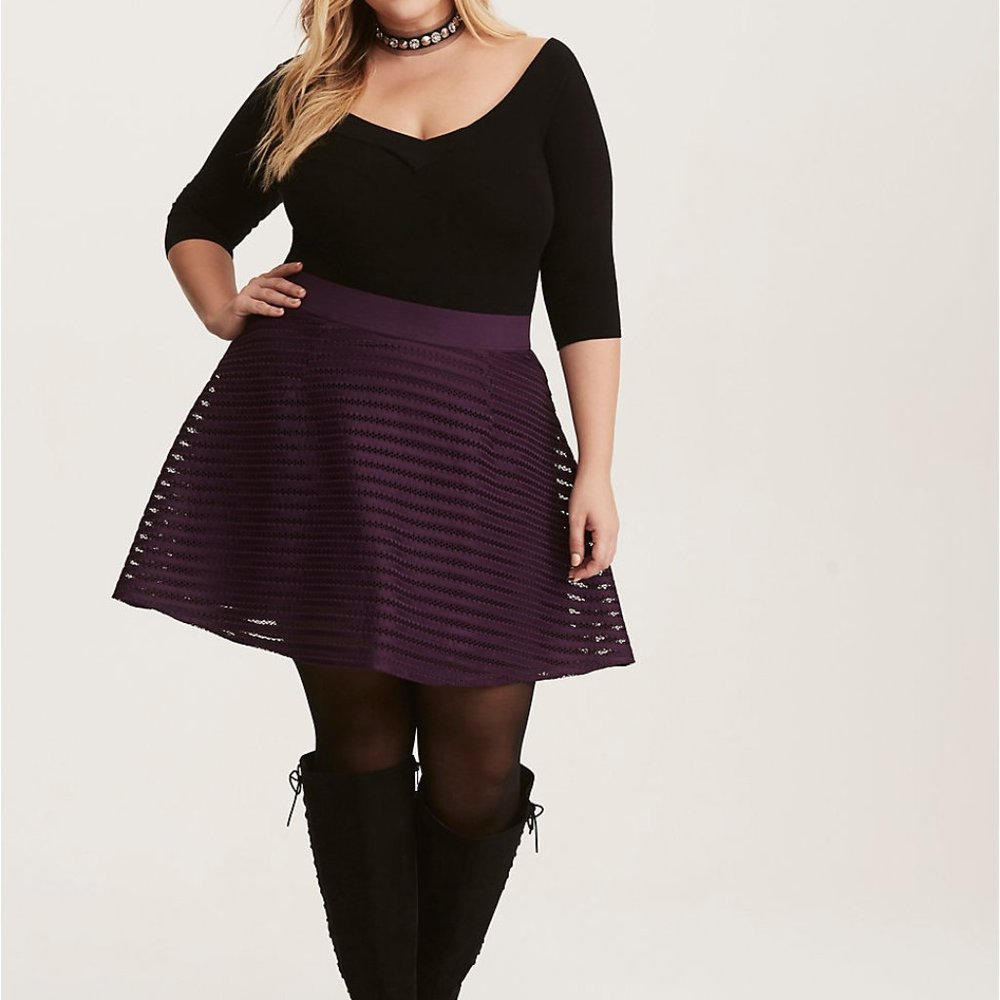 TORRID Purple Striped Mesh Mini Skirt NWT sz 2 - Picture 9 of 9
